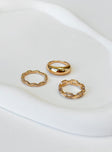 Ring set Pack of three Gold toned Varied bands