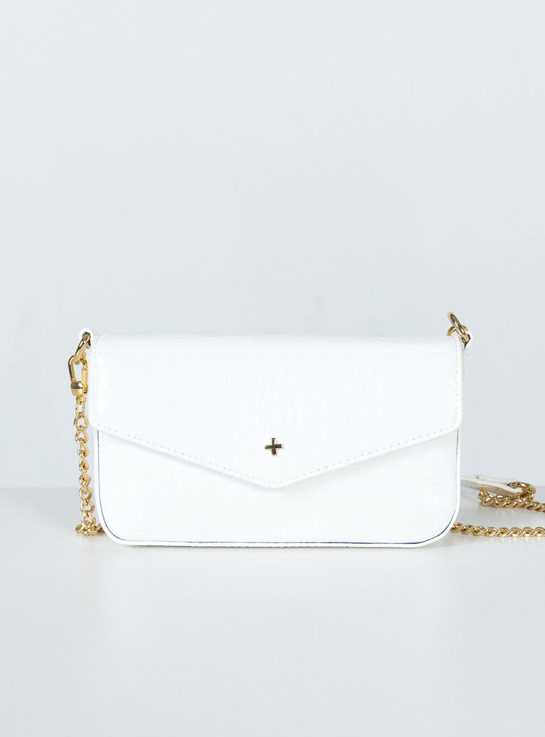 Peta & Jain Munroe Crossbody Bag White Croc