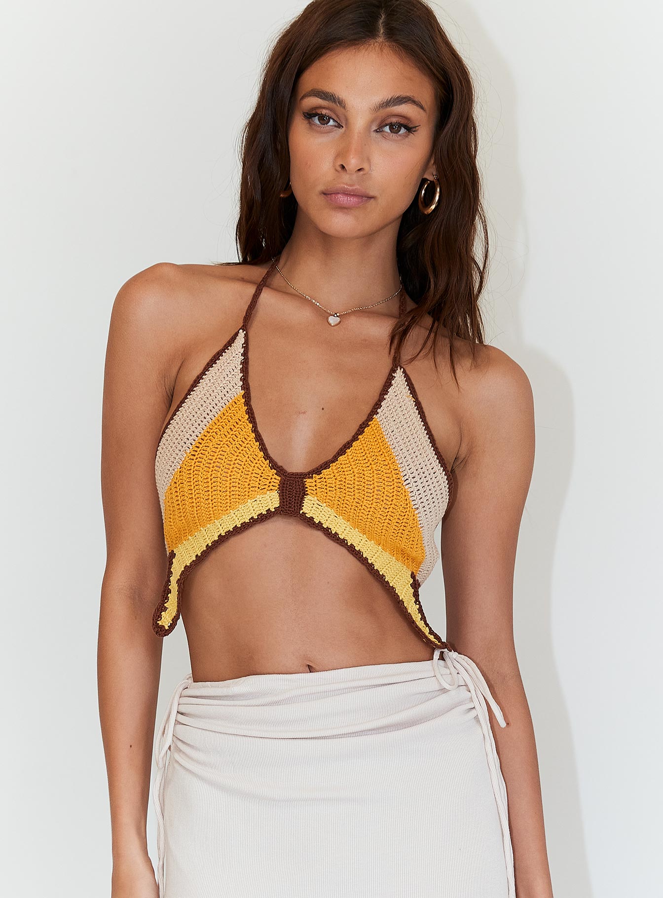 product Princess Polly Sleeveless Asymmetric Neckline  Butterfly Crochet Top Orange