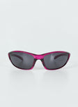 Sunglasses Wrap around design Lightweight frame Black tinted lenses Moulded nose bridge