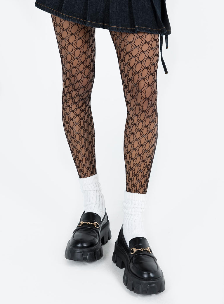 Black stockings High waisted fit Fishnet design