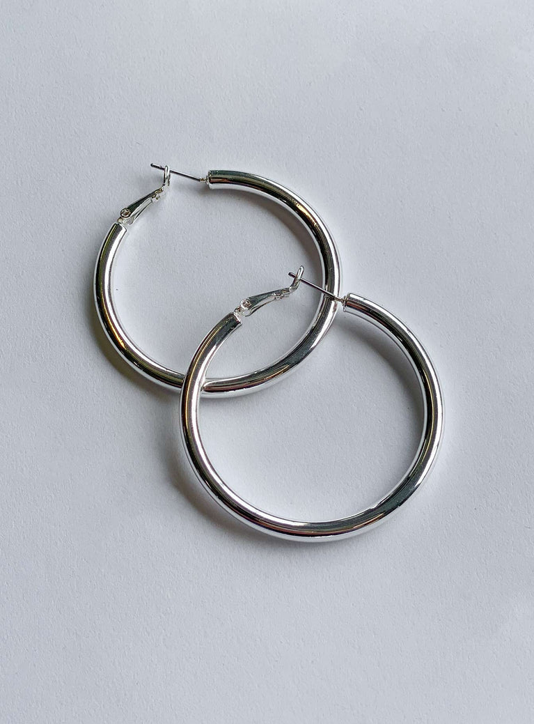 Earrings Silver-toned Latch fastening Oversized hoop design