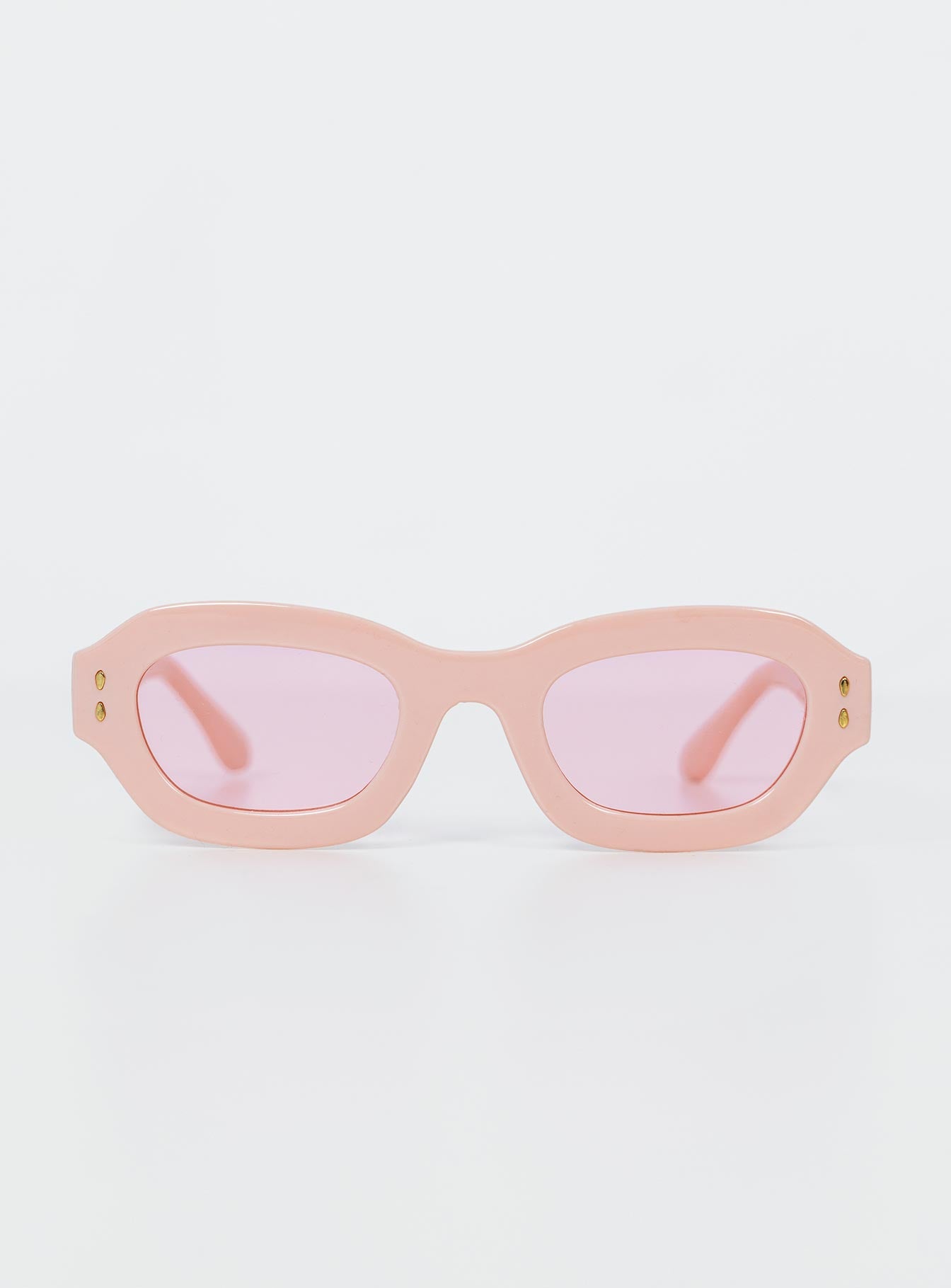 Sunglasses  80% PC  20% AC UV 400 Pink tinted lenses  Moulded nose bridge 