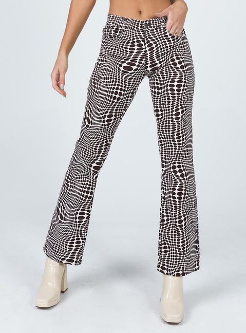 front view of model wearing Princess Polly Motel Jopan Trouser Optic Polka 