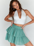   front view of model wearing Princess Polly Greta Mini Skirt Green 