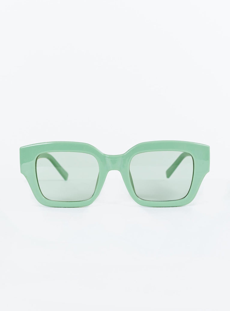 Sunglasses Square style Green tinted lenses  Lightweight  Moulded nose bridge
