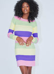 front view of model wearing Princess Polly Cara Mini Dress Stripe 