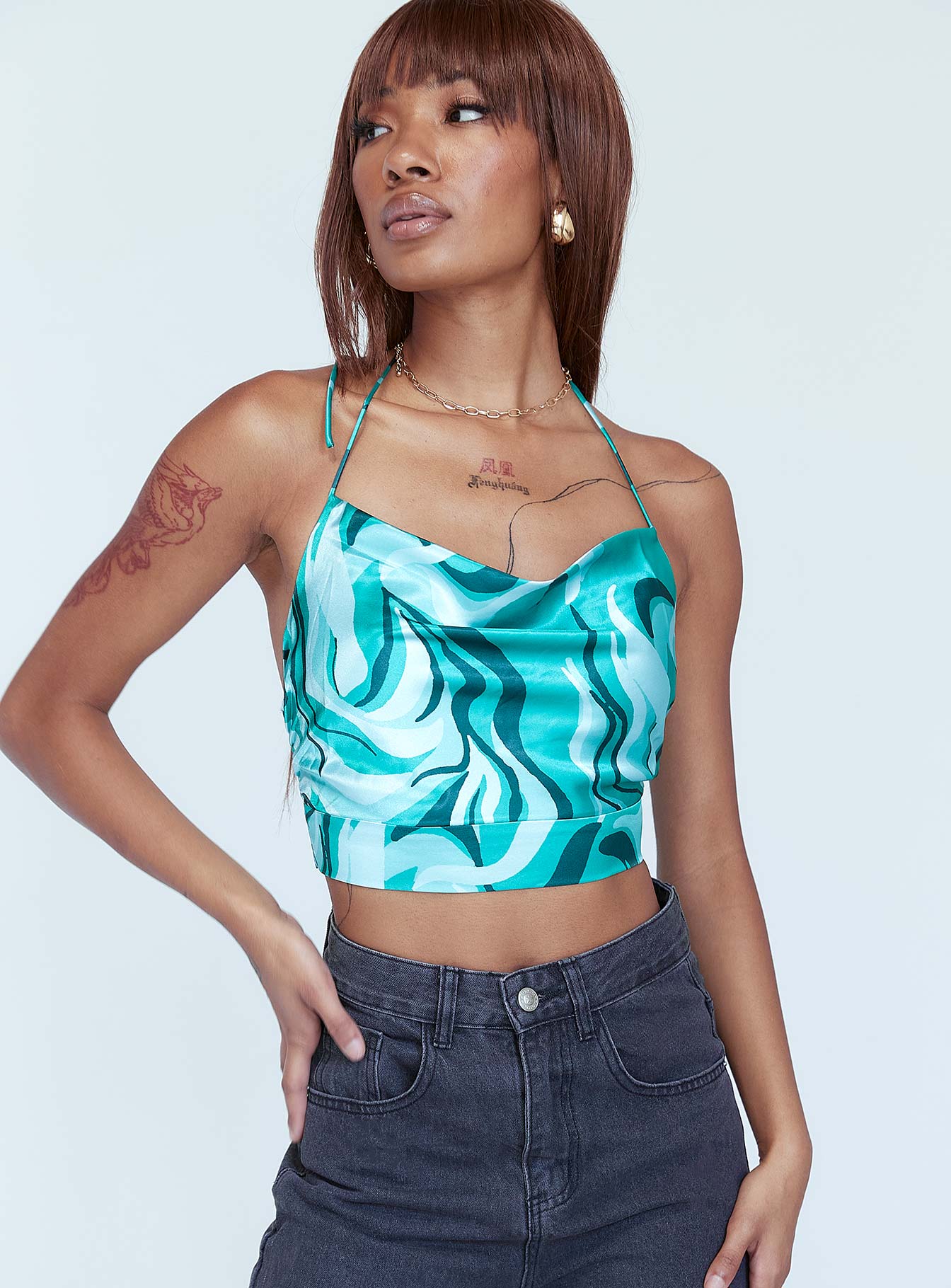 Shae Top Green Swirl