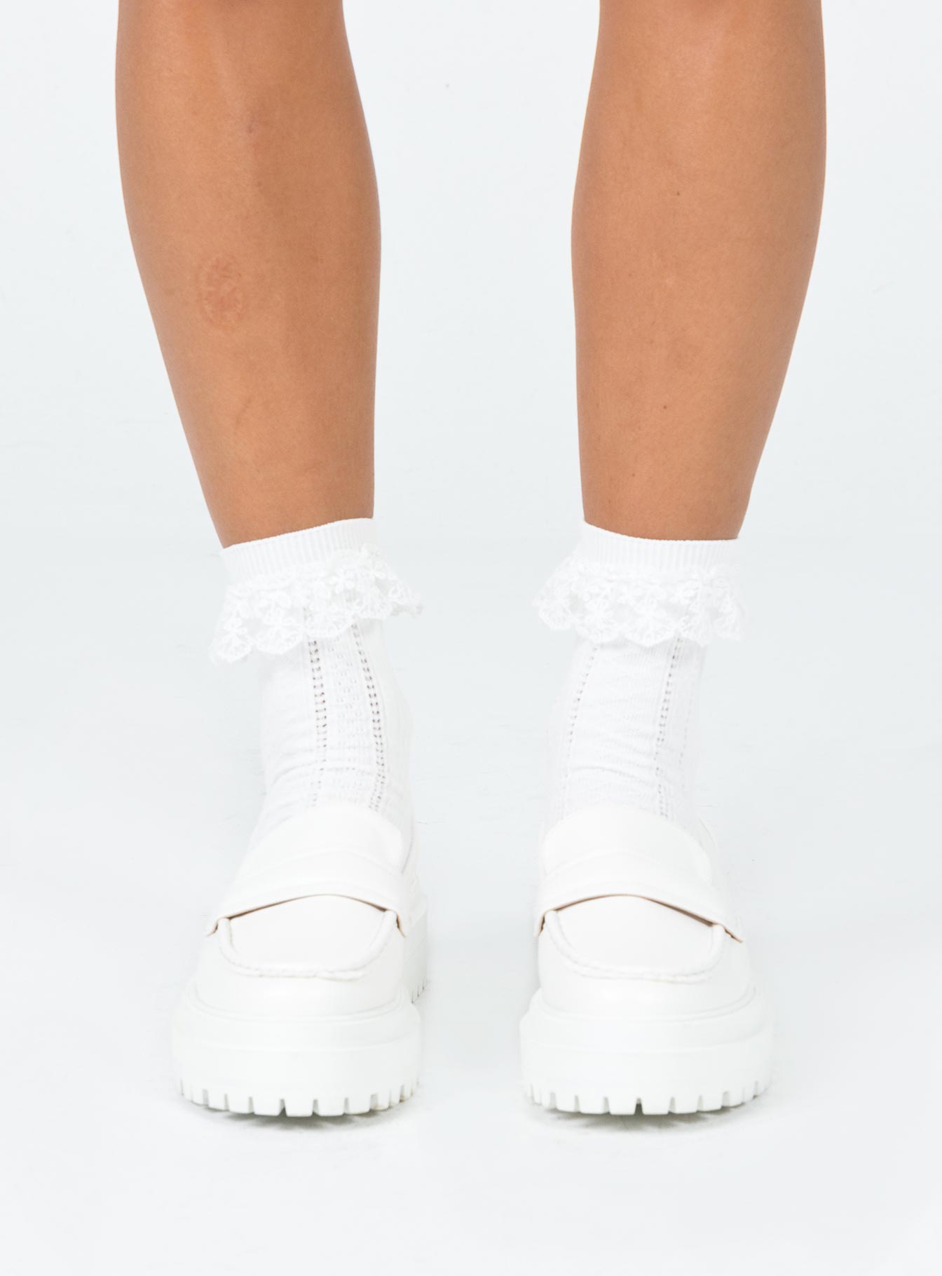 Loafers Princess Polly Exclusive Upper & lining 100% TPU  Outsole 100% TPR Faux leather material  Rounded toe Platform base  Treaded sole 