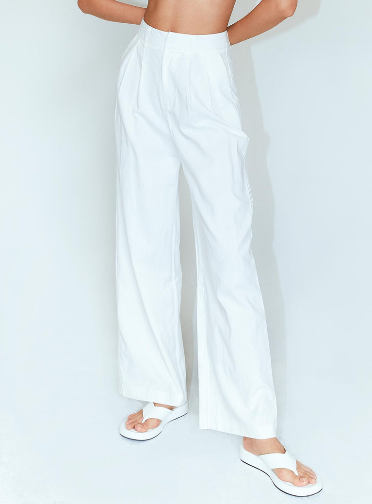 Princess Polly high-rise  Ayla Linen Pants White Tall