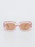 Sunglasses Princess Polly Exclusive 80% PC 20% AC UV 400 Transparent frame Pink tinted lenses  Moulded nose bridge 