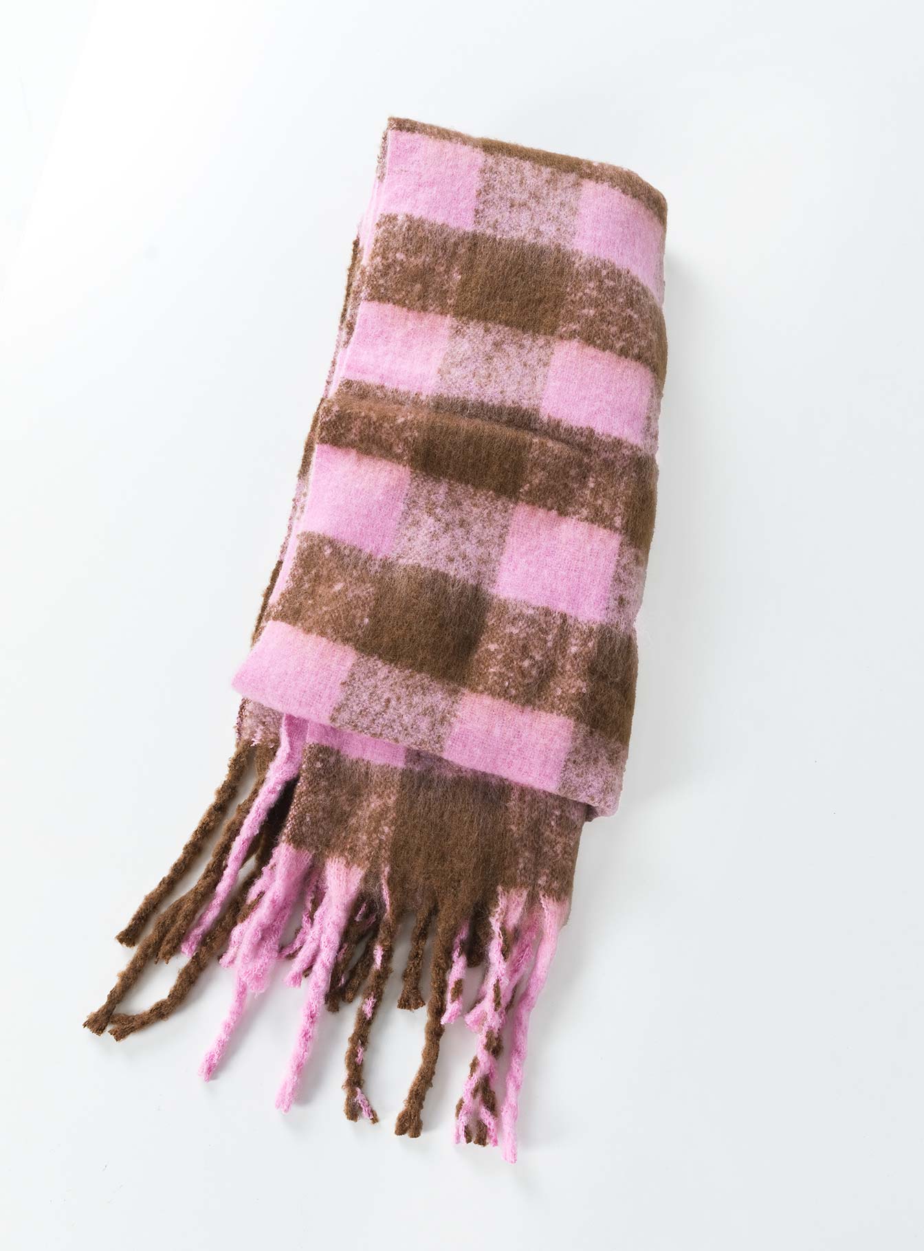 Piero Check Scarf Pink / Brown | Princess Polly