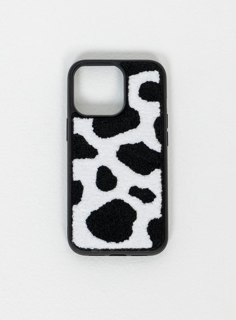 iPhone case Faux fur material  Cow print  Rubber edges 