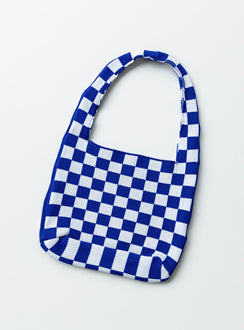 Bag 100% polyester Knit material  Checkerboard print  Single strap  One main compartment  Flat base 