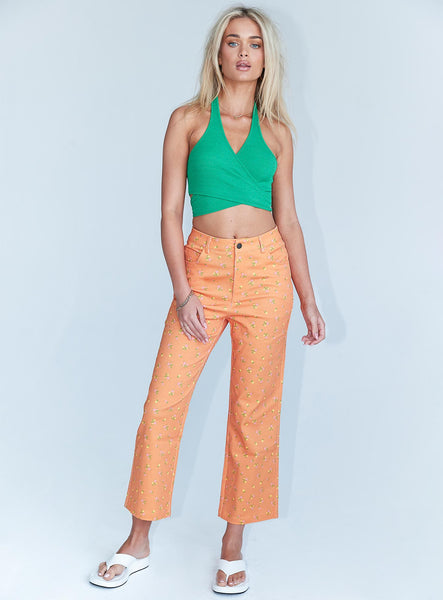 Dreamy Orange Flower Flare Pants – Aspyn and Ivy