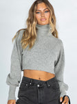 Zahara Cropped Turtleneck Sweater Grey