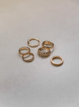 Ring pack Pack of six Gold-toned bands  Lightweight 