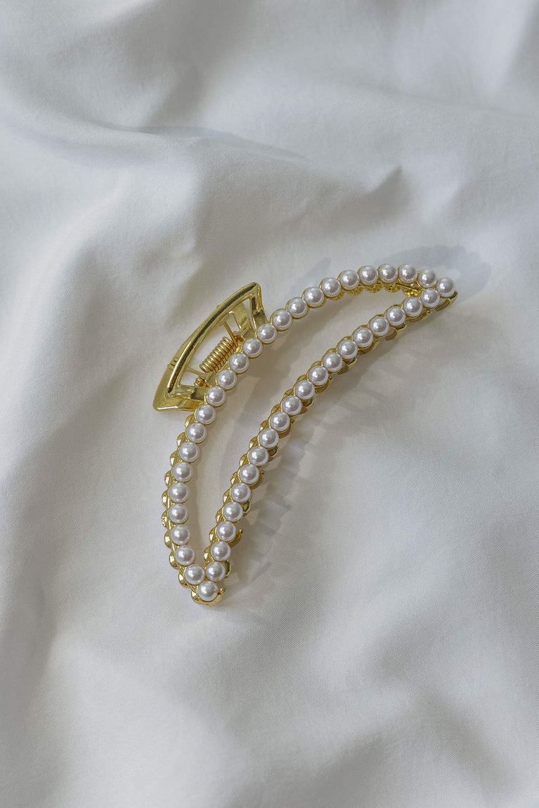 Zazo Pearl Hair Clip Gold / White