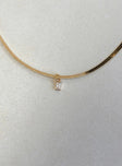 Necklace Gold toned Snake chain Gemstone drop charm Lobster clasp fastening