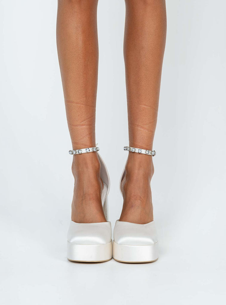 Solis Platform Ankle Strap Heels White