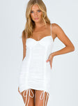 Front view of model wearing  front Princess Polly Sweetheart Neckline  Chicago Mini Dress