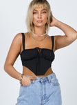 front view of model wearing Princess Polly Hanna Top Black 