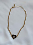 Necklace Choker style Heart pendant Gold-toned