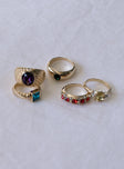 Ring pack 95% recycled zinc 5% glass Pack of five  Oversized styles  Diamante detail  Lightweight 