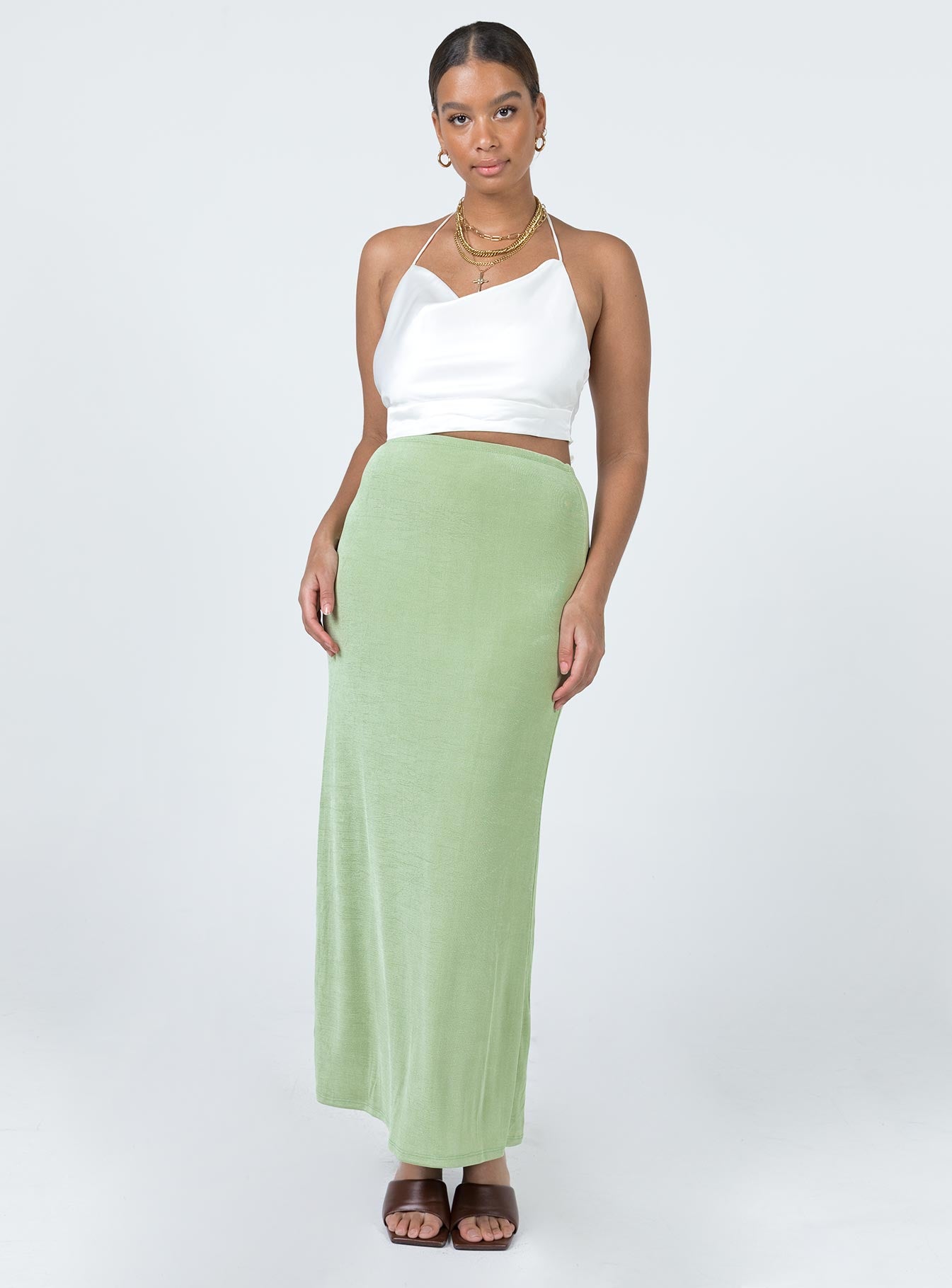 Buy Forever 21 Sage Green Maxi Crop Top With Skirt for Women Online  Tata  CLiQ