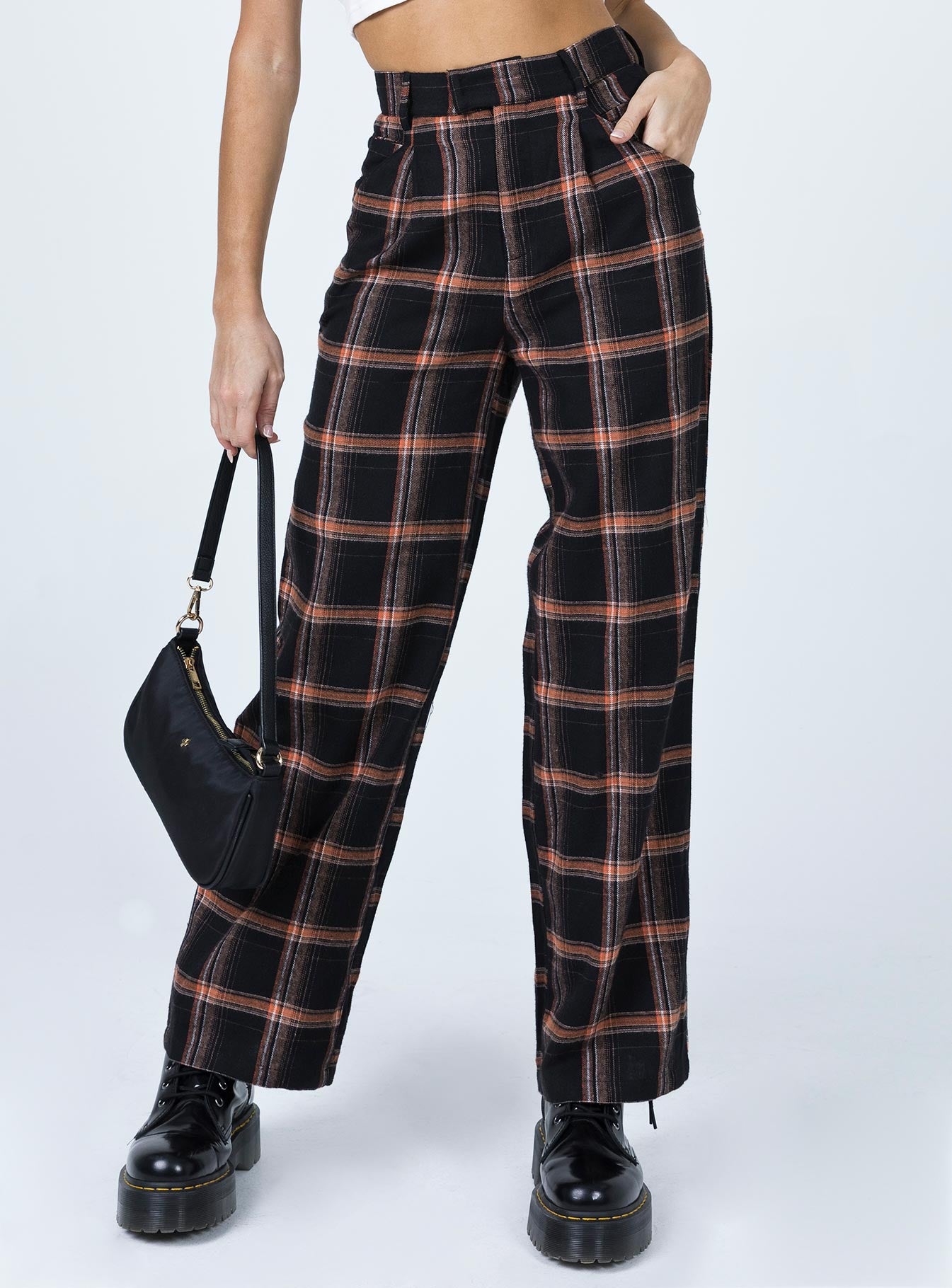 Wide leg 2025 check pants