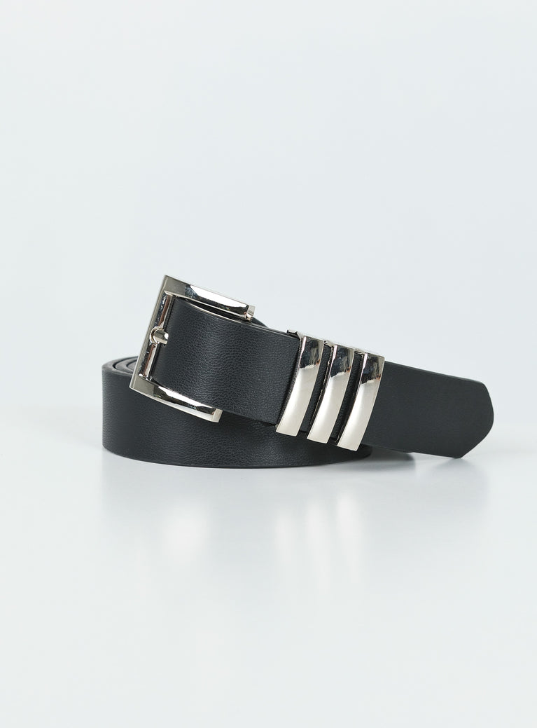 Belt Faux leather material Silver-toned hardware
