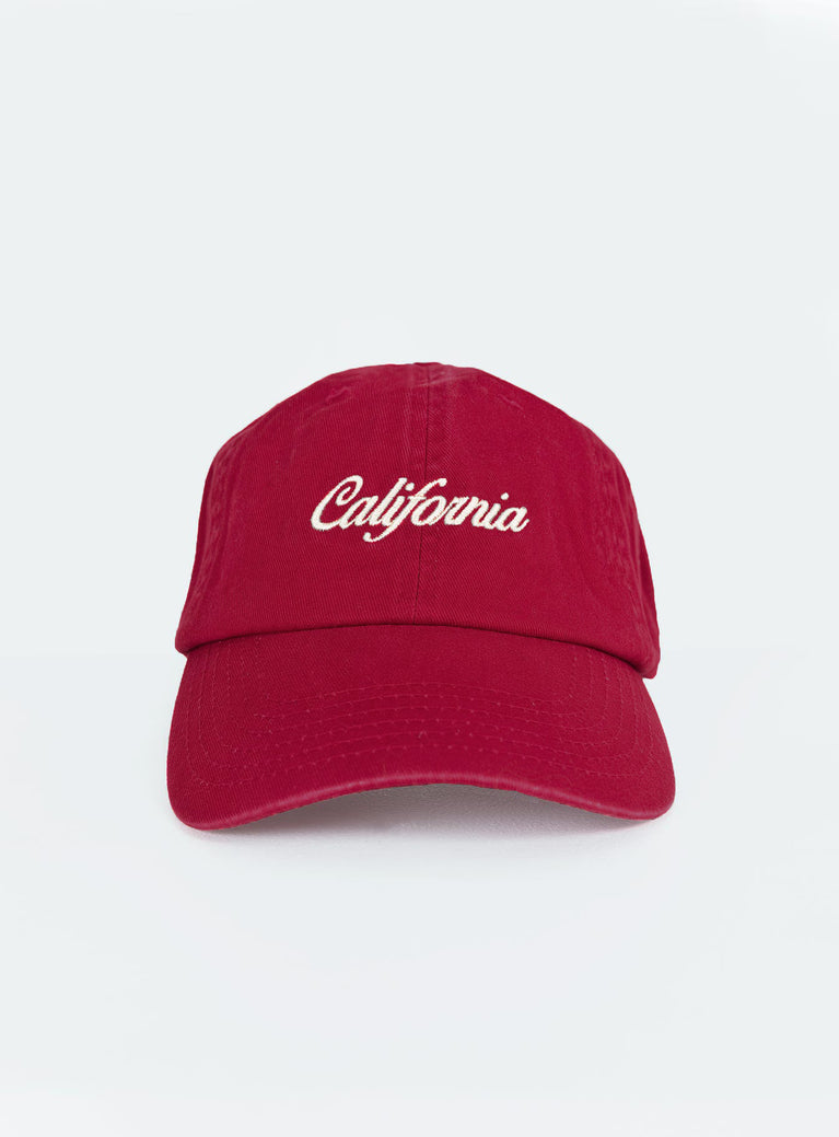 Red dad cap Embroidered graphic Adjustable back