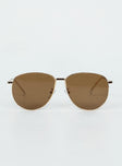 Aviator sunglasses Gold-toned metal frame  Brown tinted lenses  Adjustable silicone nose pads 