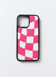 iPhone case Faux fur material Check print  Rubber edges 