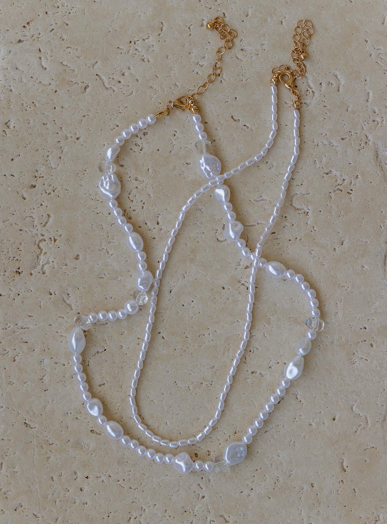 Necklace set Pearl beaded design Gold-toned hardware  Lobster clasp fastening 