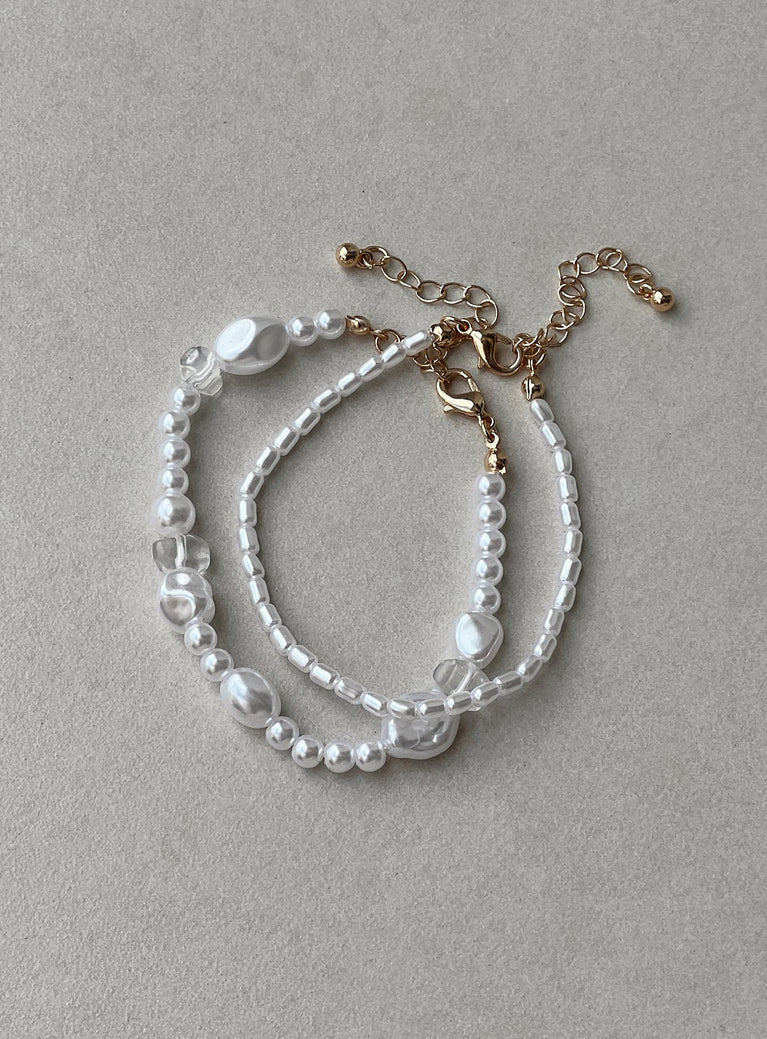 Petra Pearl Bracelet Set Gold / White