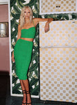   front view of model wearing Princess Polly Mae Ruched Midi Skirt Green 