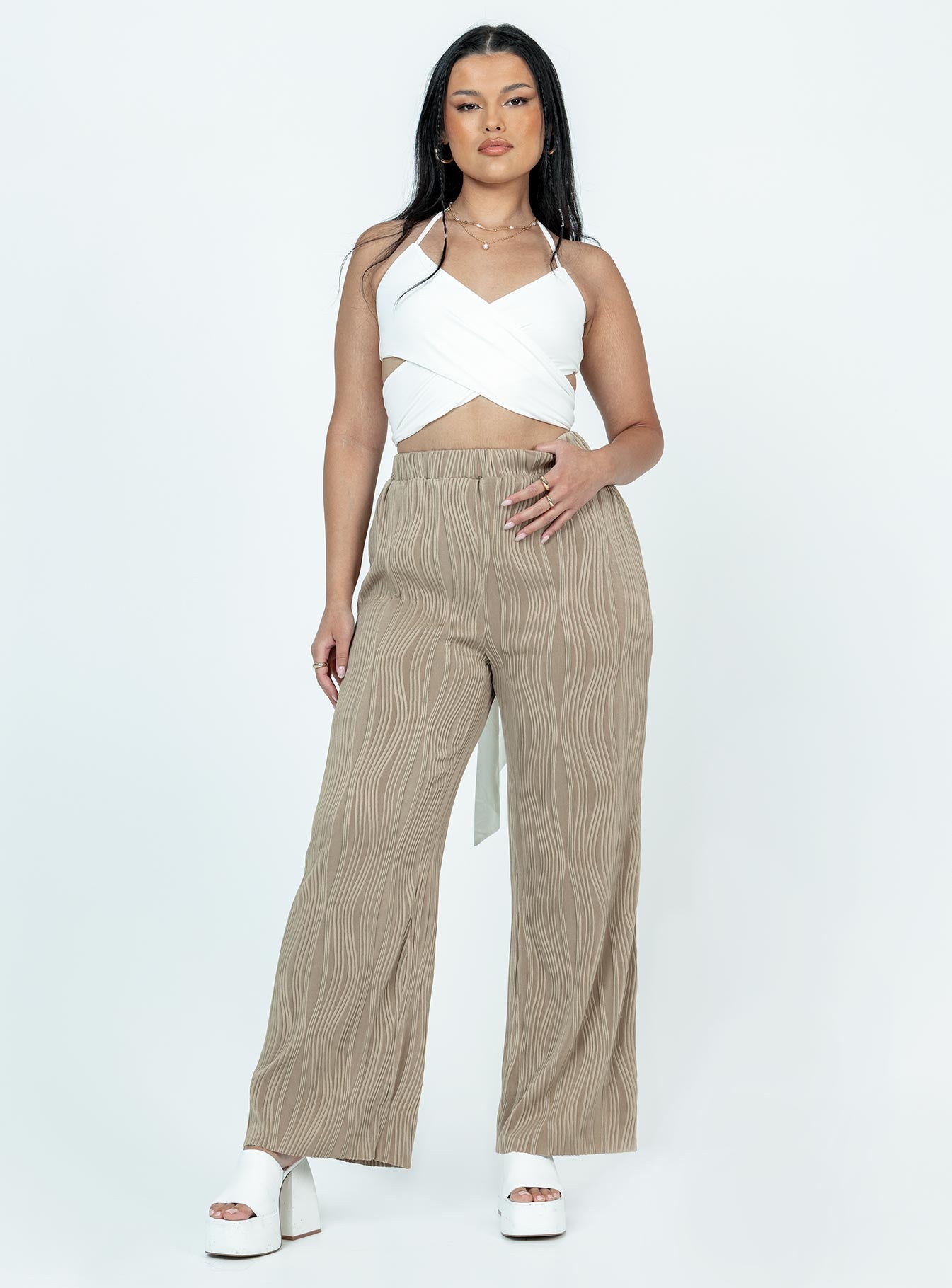 product Princess Polly High Waisted Pants  Bettina Pants Beige