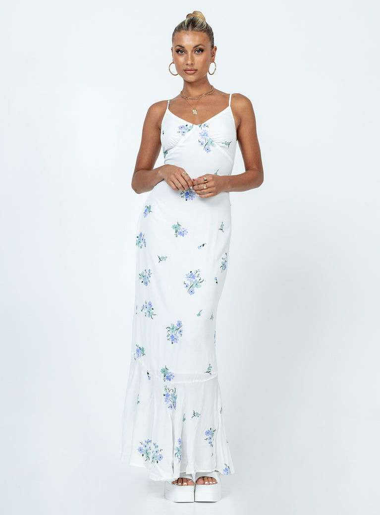 Sing Along Maxi Dress White / Blue