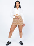   front view of model wearing Princess Polly Gracia Mini Skirt Beige 