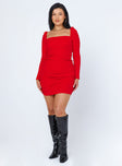 front view of model wearing Princess Polly Portia Mini Dress Red 