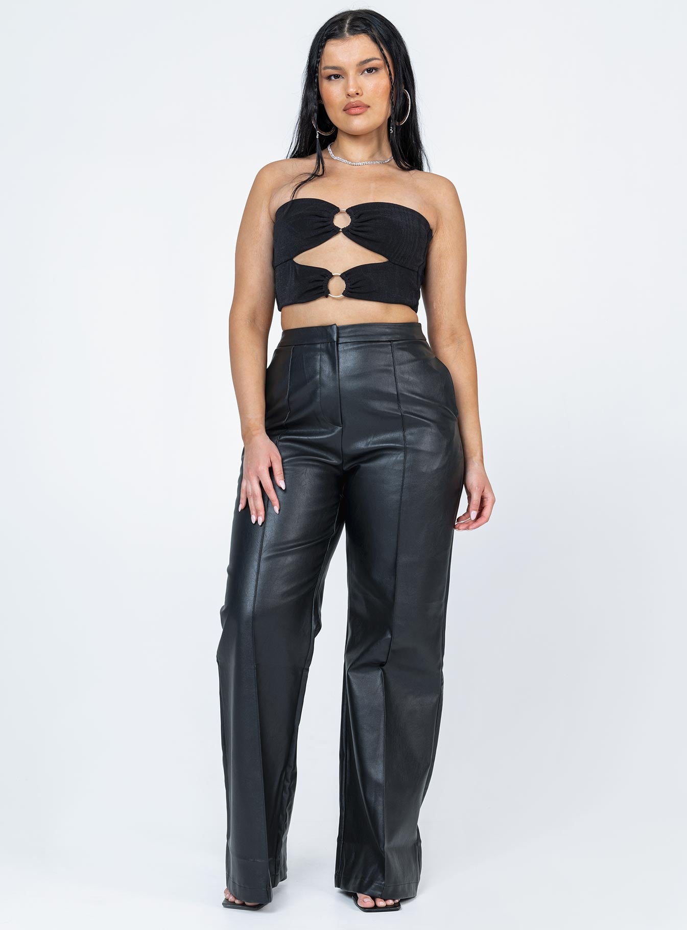 product Princess Polly Sleeveless Asymmetric Neckline  Takeover Top Black