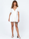 Princess Polly V-Neck  Blissful Mini Dress White