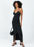 back view of model wearing Princess Polly Casa Maxi Dress Black Scoop Neck 