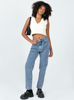 front view of model wearing Princess Polly Tulum Straight Leg Denim Jeans High Waisted 
