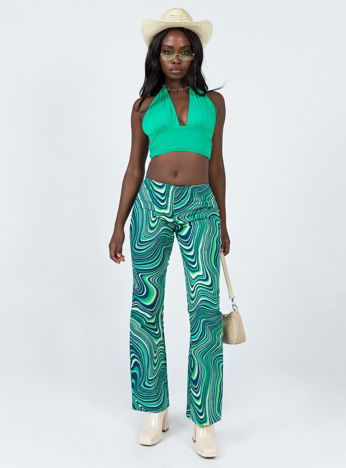 Motel Coban Trouser 70s Ripple Green