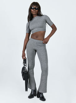 Matching set Soft knit material  Crop top High neckline  1/4 length sleeves  High waisted pants 