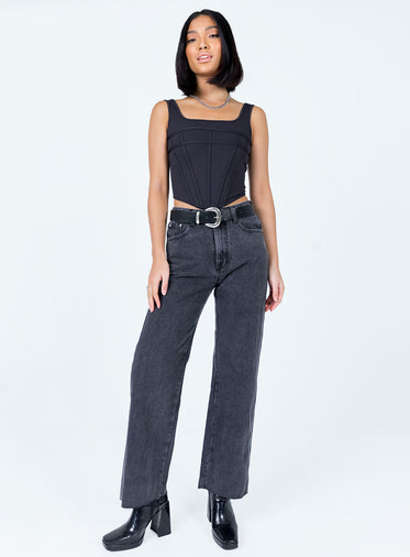 Arlington High Rise Straight Leg Denim Jeans Black