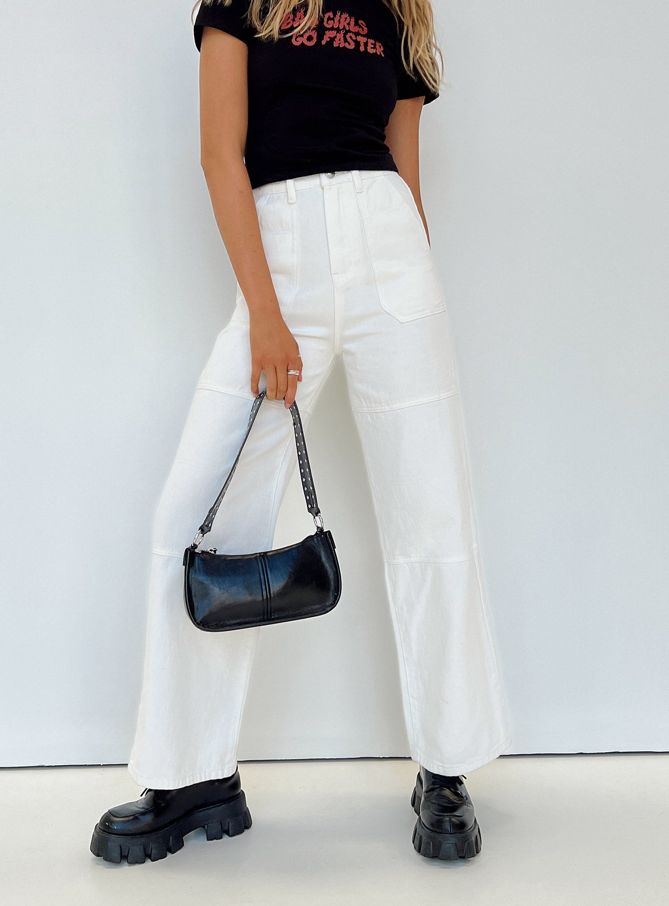 Calcetto wide leg jeans white