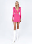 front view of model wearing Princess Polly Georgie Mini Dress Pink 